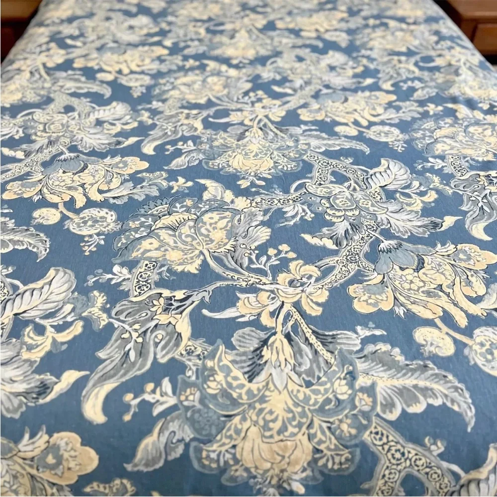 Pottery Barn Bristol Palampore Floral FULL/QUEEN Duvet Cover Blue Cream Linen PB